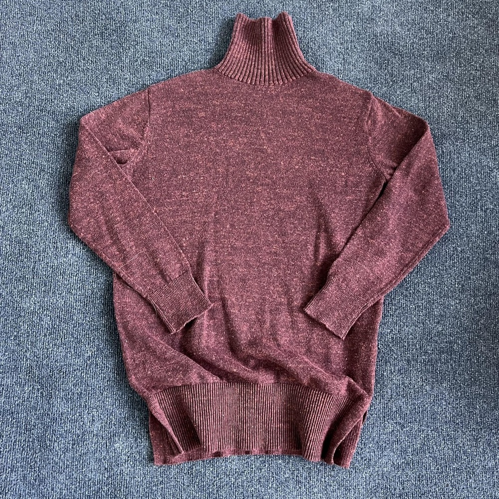 Gap Sweater Womens‎ Small Red Marled Turtleneck Button Neck Knit Pullover